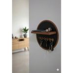 AKT Yapışkanlı Raflı Duvar Anahtarlık Askısı Modern Dekoratif Anahtarlık Tutucu Raf Giriş Holü Organizer Delmeden Montaj Minimal Tasarım Bohem Anahtarlık Standı - Kahverengi