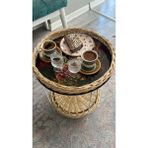 Aktarlife Bambu Rattan Iki Katlı Komidin-Sehpa