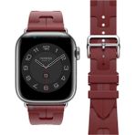 AktarMobile Apple Watch 10 / 11 46 mm Uyumlu Spor Silikon Kordon Hermes Kilim Motifli Kayış Katlanabilir Toka - Mürdüm
