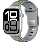 AktarMobile Apple Watch 6 5 4 3 2 1 Se 42 44 mm Uyumlu Silikon Kordon Çift Renkli Premium Spor Tasarım Kayış - Yeşil - Gri - 42 - 44 mm
