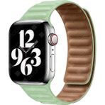 AktarMobile Apple Watch 7 6 Se 5 4 3 2 1 - 38 / 40 / 41 mm Uyumlu Baklalı Model Deri Kayış Mıknatıslı Kordon Açık Yeşil - 38 - 40 - 41 mm