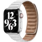 AktarMobile Apple Watch Ultra 49 mm Uyumlu Baklalı Model Deri Kayış Mıknatıslı Kordon - Beyaz