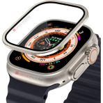 AktarMobile Apple Watch Ultra 49 mm Uyumlu Ekran Koruyucu & Metal Çerçeve Üstün Koruma Temperli Cam - Gümüş