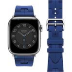 AktarMobile Apple Watch Ultra / Ultra 2 49 mm Uyumlu Spor Kordon Hermes Kilim Motifli Kayış Katlanabilir Toka - Mavi