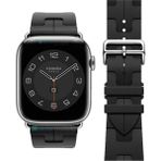 AktarMobile Apple Watch Ultra / Ultra 2 49 mm Uyumlu Spor Kordon Hermes Kilim Motifli Kayış Katlanabilir Toka - Siyah