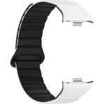 AktarMobile Redmi Watch 4 / Mi Band Pro 8 Uyumlu Magnetik Silikon Kordon & Kasa Koruma 2 In 1 Premium Kayış - Beyaz - Siyah