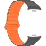 AktarMobile Redmi Watch 4 / Mi Band Pro 8 Uyumlu Magnetik Silikon Kordon & Kasa Koruma 2 In 1 Premium Kayış - Gri - Turuncu