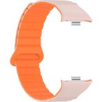 AktarMobile Redmi Watch 4 / Mi Band Pro 8 Uyumlu Magnetik Silikon Kordon & Kasa Koruma 2 In 1 Premium Kayış - Pembe - Turuncu
