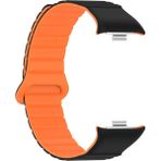 AktarMobile Redmi Watch 4 / Mi Band Pro 8 Uyumlu Magnetik Silikon Kordon & Kasa Koruma 2 In 1 Premium Kayış - Siyah - Turuncu