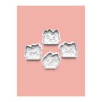 AKTASTORE Düşünceli Kedi Kurabiye Kalıbı Ve Şeker Hamuru Kalıbı 4'lü set 0425-set
