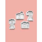 Aktastore Kamera-Fotoğraf Makinesi Figürü Kurabiye Kalıbı Ve Şeker Hamuru Kalıbı 4'Lü Set