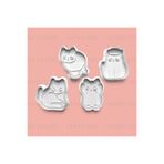 Aktastore Kedi Figürleri Kurabiye Kalıbı Ve Şeker Hamuru Kalıbı 4'Lü Set