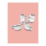 AKTASTORE Sevimli Hayalet Kedi Figürü Kurabiye Kalıbı Ve Şeker Hamuru Kalıbı 4'lü set 0068-set