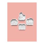 AKTASTORE Tren Seti Kurabiye Kalıbı Ve Şeker Hamuru Kalıbı 4'lü Set 0571-set