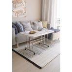 Aktehome Çok Amaçlı Tekerlekli Orta Sehpa Metal Ayaklı Masa 60x100 Beyaz Mermer