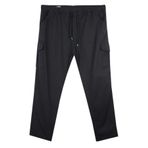 AKTEZ-EL Erkek Büyük Beden Gabardin Pantolon Siyah Kargo Cepli Jogger Beli Lastikli