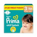Aktif Bebek, Bebek Bezi 3 Numara, 156 Adet Aylık Fırsat Paketi - 0 - 1 Ay