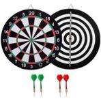 Aktoys Dart Board Çift Taraflı Dart Seti 28 cm 4 Adet Dart Oku - Renkli