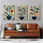 Aktüel Matisse - Boho - Art Deco - Soyut - Doğa ( 3 Lü Çerçevesiz ) Poster - Afiş - Tablo KR2C00022/