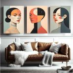 Aktüel Matisse - Boho - Art Deco - Soyut - Doğa ( 3 Lü Çerçevesiz ) Poster - Afiş - Tablo KR2C00045/