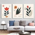 Aktüel Matisse - Boho - Art Deco - Soyut - Doğa ( 3 Lü Çerçevesiz ) Poster - Afiş - Tablo KR2C00078/