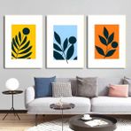 Aktüel Matisse - Boho - Art Deco - Soyut - Doğa ( 3 Lü Çerçevesiz ) Poster - Afiş - Tablo KR2C00103/