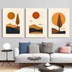 Aktüel Matisse - Boho - Art Deco - Soyut - Doğa ( 3 Lü Çerçevesiz ) Poster - Afiş - Tablo KR2C00160/