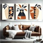 Aktüel Matisse - Boho - Art Deco - Soyut - Doğa ( 3 Lü Çerçevesiz ) Poster - Afiş - Tablo KR2C00180/