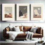 Aktüel Matisse - Boho - Art Deco - Soyut - Doğa ( 3 Lü Çerçevesiz ) Poster - Afiş - Tablo KR2C00247/