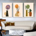 Aktüel Matisse - Boho - Art Deco - Soyut - Doğa ( 3 Lü Çerçevesiz ) Poster - Afiş - Tablo KR2C00263/