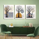 Aktüel Matisse - Boho - Art Deco - Soyut - Doğa ( 3 Lü Çerçevesiz ) Poster - Afiş - Tablo KR2C00278/