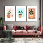 Aktüel Matisse - Boho - Art Deco - Soyut - Doğa ( 3 Lü Çerçevesiz ) Poster - Afiş - Tablo KR2C00686/