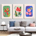 Aktüel Matisse - Boho - Art Deco - Soyut - Doğa ( 3 Lü Çerçevesiz ) Poster - Afiş - Tablo KR2C00707/