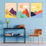 Aktüel Matisse - Boho - Art Deco - Soyut - Doğa ( 3 Lü Çerçevesiz ) Poster - Afiş - Tablo KR2C00770/