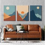 Aktüel Matisse - Boho - Art Deco - Soyut - Doğa ( 3 Lü Çerçevesiz ) Poster - Afiş - Tablo KR2C00858/