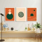 Aktüel Matisse - Boho - Art Deco - Soyut - Doğa ( 3 Lü Çerçevesiz ) Poster - Afiş - Tablo KR2C00870/