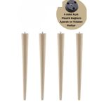 AKTURK HOME Ahşap Ham Ayak 40 Cm 4'lü Set Kütük Masa Orta Sehpa Zigon Ayağı