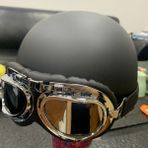 Akü Araba Kask Erkek Bayan Vintage Yaz Güneşlik Güneş Yarım Kask(Yurt Dışından) - Siyah - Gri