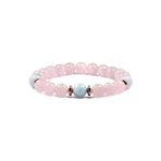 Akuamarin - Pembe Kuvars Dogal Tas Bileklik 8 Mm