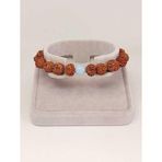 Akuamarin Taşlı Rudraksha Tohum Unisex Bileklik 8mm