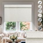 Akülü %100 Karartma Stor Perde - Delmeden Aletsiz Termal Yalıtımlı Gölgeler - Keten Kumaş Kremsi 125 cm G x 180 cm Y - Ev Gizliliği için Mükemmel