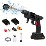 Akülü Basınçlı Yıkama Makinesi, 150PSI Portatif Basınçlı Tezleyici, 6'sı 1 Arada Püskürtücü Pil ve Şarj Cihazı ile Elde Taşınabilir 24V 1500mAh Şarj Edilebilir Pil Araba Yıkama, Çiçek Sulama, Zen