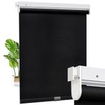 Akülü Karartma Stor Perde - Kolay Kurulum Ev, Ofis ve Banyo için Matkap Pencere Tonları - Isı Yalıtımı Su Geçirmez 130 cm G x 180 cm Y (Siyah)