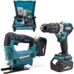 Akülü Kömürsüz Motor 2li Set Ayarlanabilir Dekupaj Testere ve Çelik Mandren Vidalama Matkap 36V 5AH (Mavi) Stok No : EEA430 Stok : Stokta Var EEA430