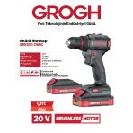 Akülü Şarjlı Matkap 20V 2Ah Darbesiz Delme Vidalama Matkap(Brushless Motor)(Grx2011-2 Bmc) Siyah Gri Darbesiz 1 Set