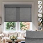 Akülü Stor Perde - Matkap Yok Aletsiz Işık Filtreleme Tonları Keten Kumaş Oda Karartma Gizlilik Pencere Uygulaması Ev ve Banyo için (Gri 90 cm G x 150 cm Y)
