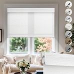 Akülü Stor Perde - Matkapsız, Aletsiz, Keten Kumaşlı Işık Filtreleme Gölge, Oda Karartma Panjuru Ev ve Banyo için Kahverengi 115 x 150 cm