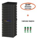 Akustik Yumurta Sünger 60Dns Yanmaz 50Cmx50cm 40Mm (20Adet + 3 Sprey Yapıştırıcı)