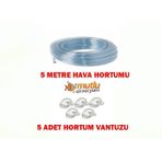 AKVARYUM HAVA HORTUMU 5 METRE + 5 ADET VANTUZ
