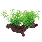 Akvaryum Sanat Bitkisi Hayata Dönüş Plastik Su Çim Dekorasyon Balık ı Için Dekorasyon Karşıtı Boyama Dekoratif Sualtı Bitki Süslemesi (Sandwood 3leaf Yonca) (Batık ahşap oval yaprağı) (Sol Eliptik